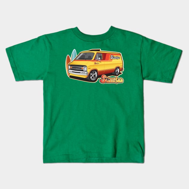 Dodge Sweet Beach Van Kids T-Shirt by RBDesigns